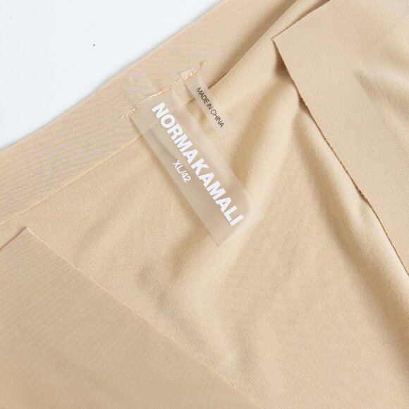 Norma Kamali Maxi Dress Beige Stretchy Jersey Obie Gown Blonde XL - Picture 5 of 13